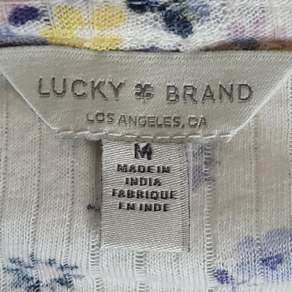Lucky Brand Floral Long Sleeve Peasant Top - Size M - Picture 6 of 7